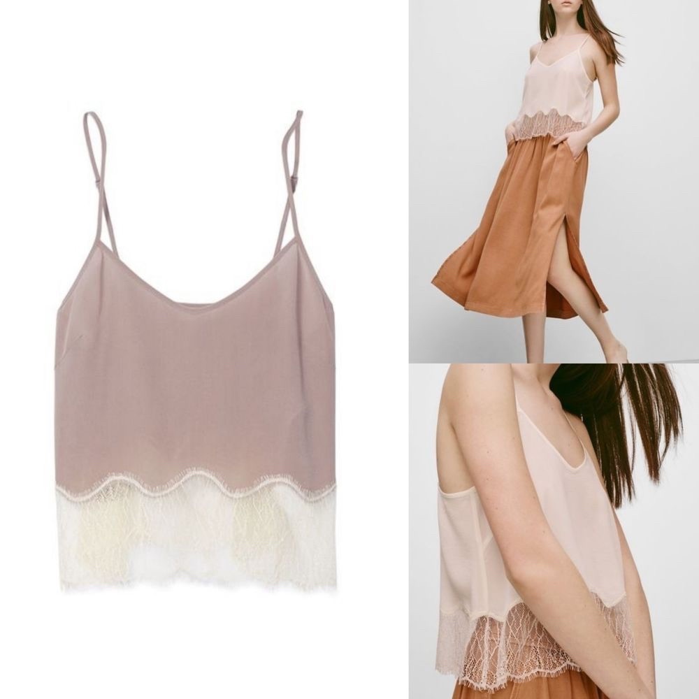 Aritzia Wilfred Floral Printed Chimerie Silk Tank